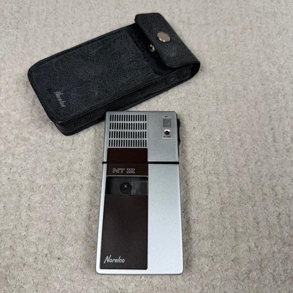 Norelco Other - Vintage Norelco NT III Mini Cassette Recorder Silver Brown Case Parts Only